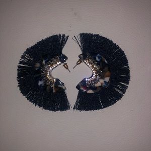 Blue fringe earrings